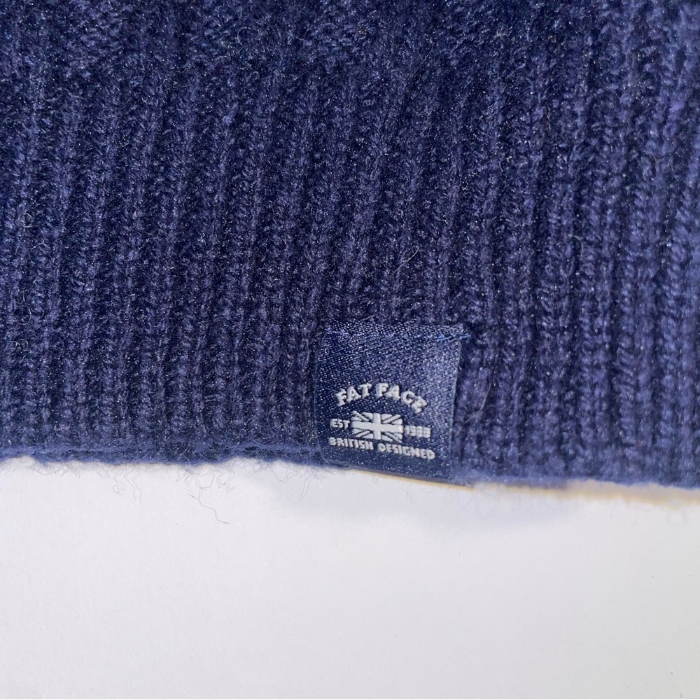 Fat Face Sweater Men Size XXL Wool Blend Stripes Blue Gray Ski Grandpa 2xl - Picture 7 of 10
